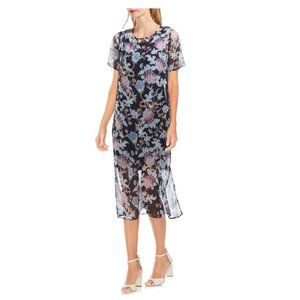 Vince Camuto Poetic Blooms Overlay Midi Dress